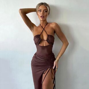 Midi Backless Dresses Sleeveless Night Female Slim Club Sexy