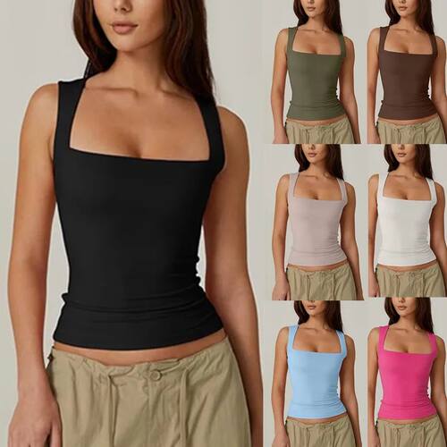 New Women's Vest Tight Square Collar 9-color Sexy Trendy Hig