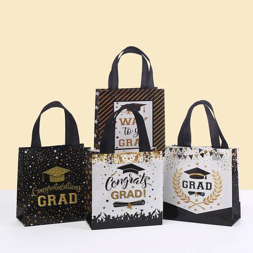 4Pcs Graduation Black Golden Treat Bags wtih 