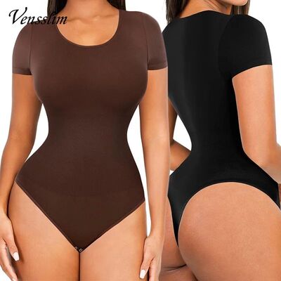 Vensslim Full Body Shaper Bodysuits Women Short Sleeve Waist