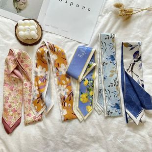 Trendy Versatile Satin Silk Ribbon Scarf Long Thin Narrow Ha