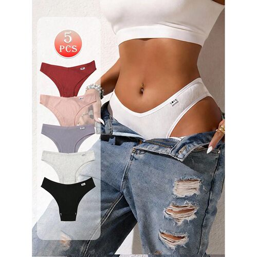 5pcs/Pack Women's Cute Printed High Elasticity Panties Low W