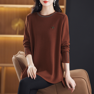 中长款针织打底衫女士遮屁股洋气上衣秋冬2025年新款妈妈宽松毛衣