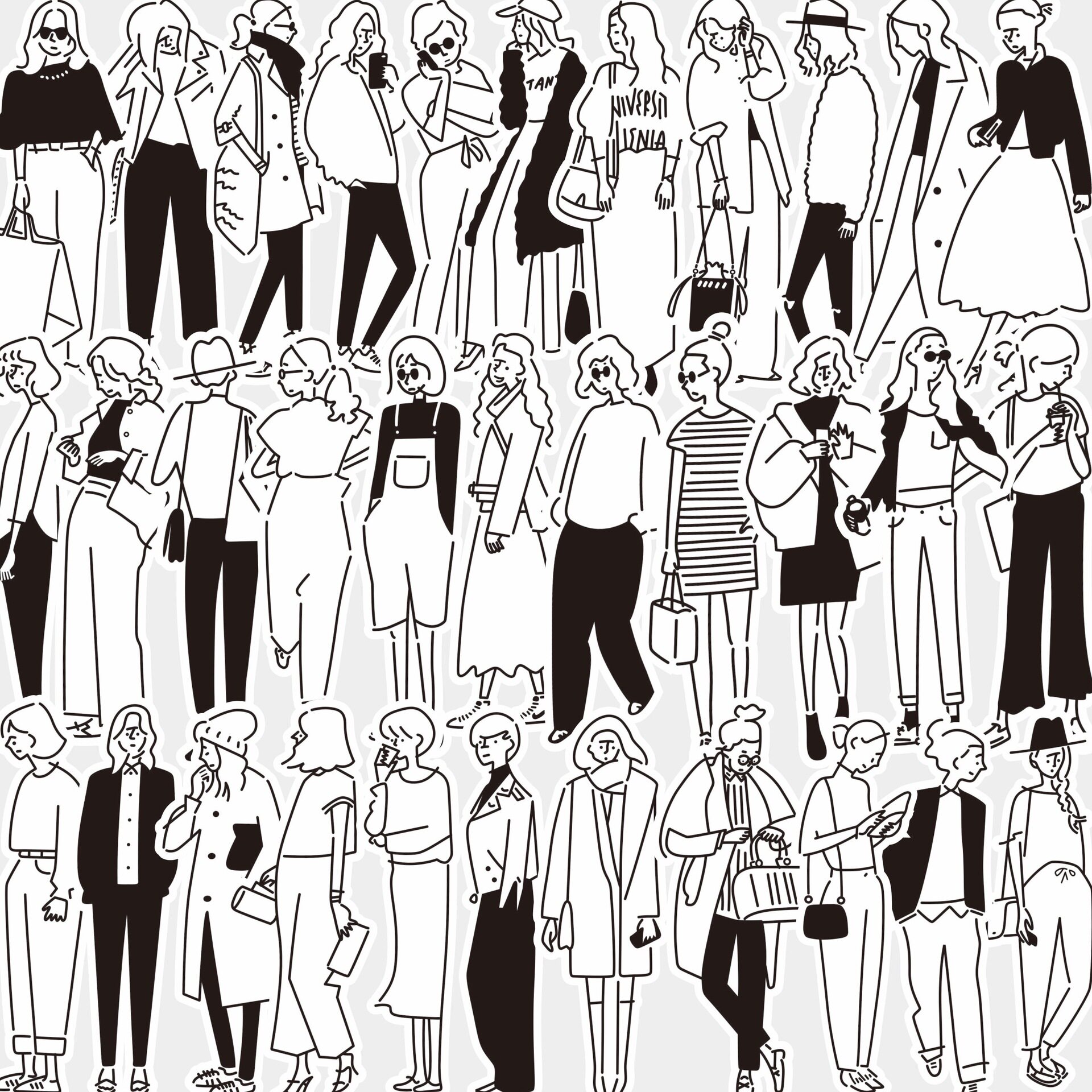 手帐贴纸黑白线条复古人物贴纸防水创意日记本相册手机壳装饰贴画