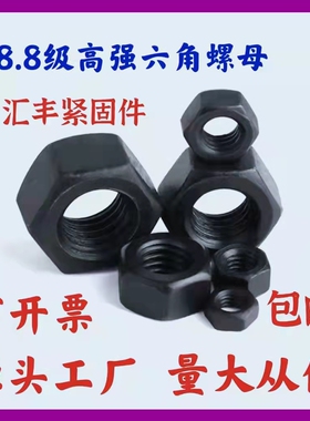 8.8级高强度螺母 发黑处理螺帽六角大螺母M6M8--M42M48M64M72M120