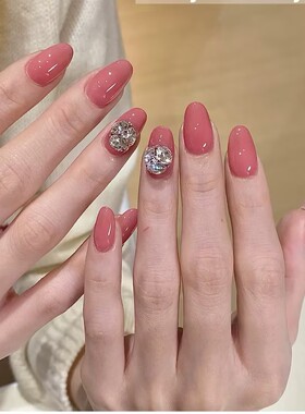 【粉红佳人】江坂丽奈款温柔裸粉纯欲手工穿戴带K9钻球鸽子蛋美甲