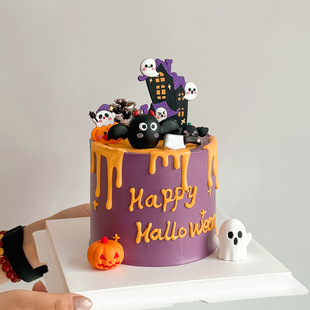 2025万圣节幽灵鬼屋蛋糕装饰摆件万圣夜狂欢派对鬼脸南瓜蜘蛛