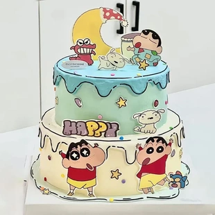 蜡笔小新蛋糕装 漫画卡通儿童小孩生日甜品烘焙插件 饰摆件二次元