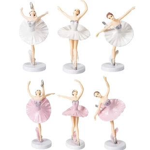 带底座跳芭蕾舞女孩舞蹈美公主生日蛋糕甜品台摆件玩偶三件套