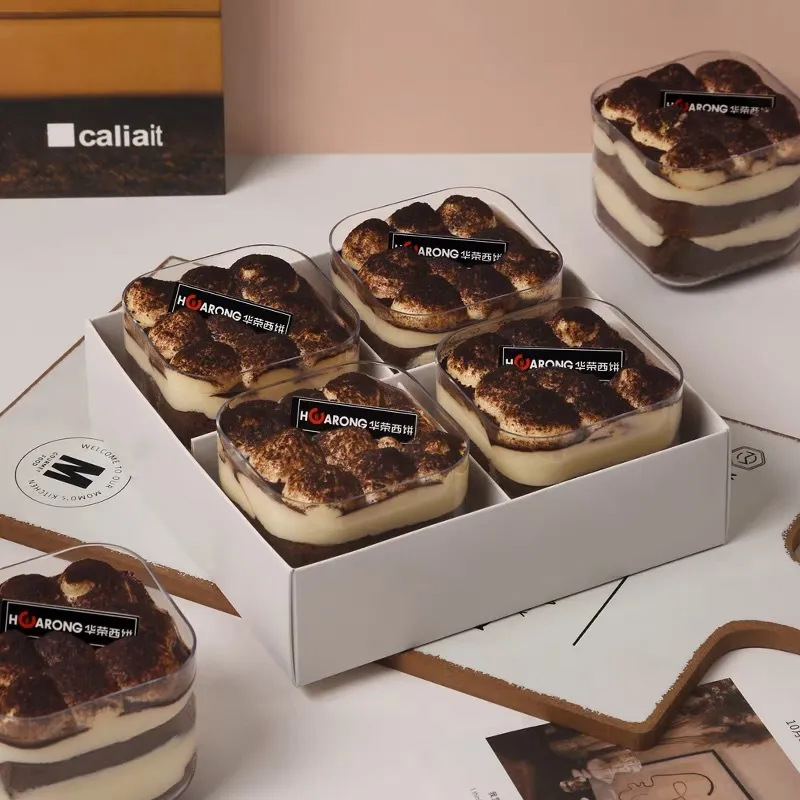 蛋糕包装盒四宫格慕斯泡芙甜品打包盒下午茶手提盒野餐盒子丝带