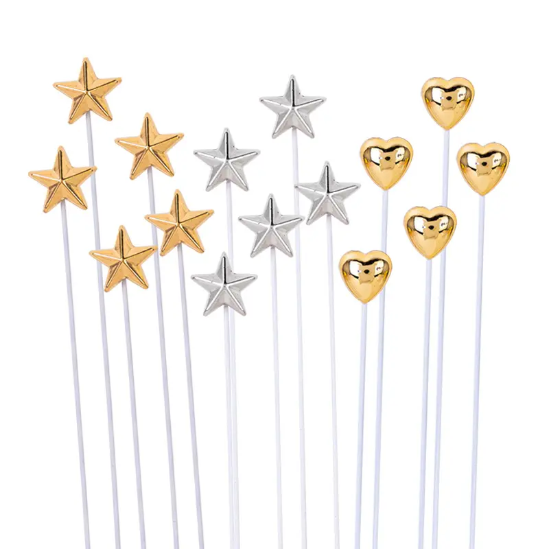 25个装网红立体星星金色五角星爱心插件生日蛋糕装饰插牌甜品台