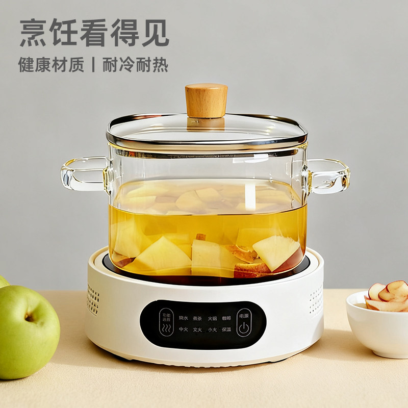 玻璃锅可明火直烧电陶炉专用家用双耳汤锅高硼硅小型一人食煮面锅
