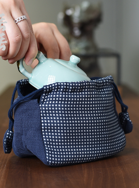 纯棉加厚茶壶布袋茶具茶杯袋旅行便携包装袋子防震公道杯手提束口