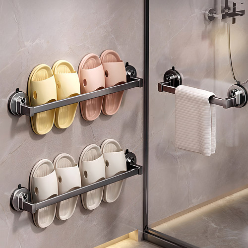 日本免打孔浴室吸盘拖鞋架置物架