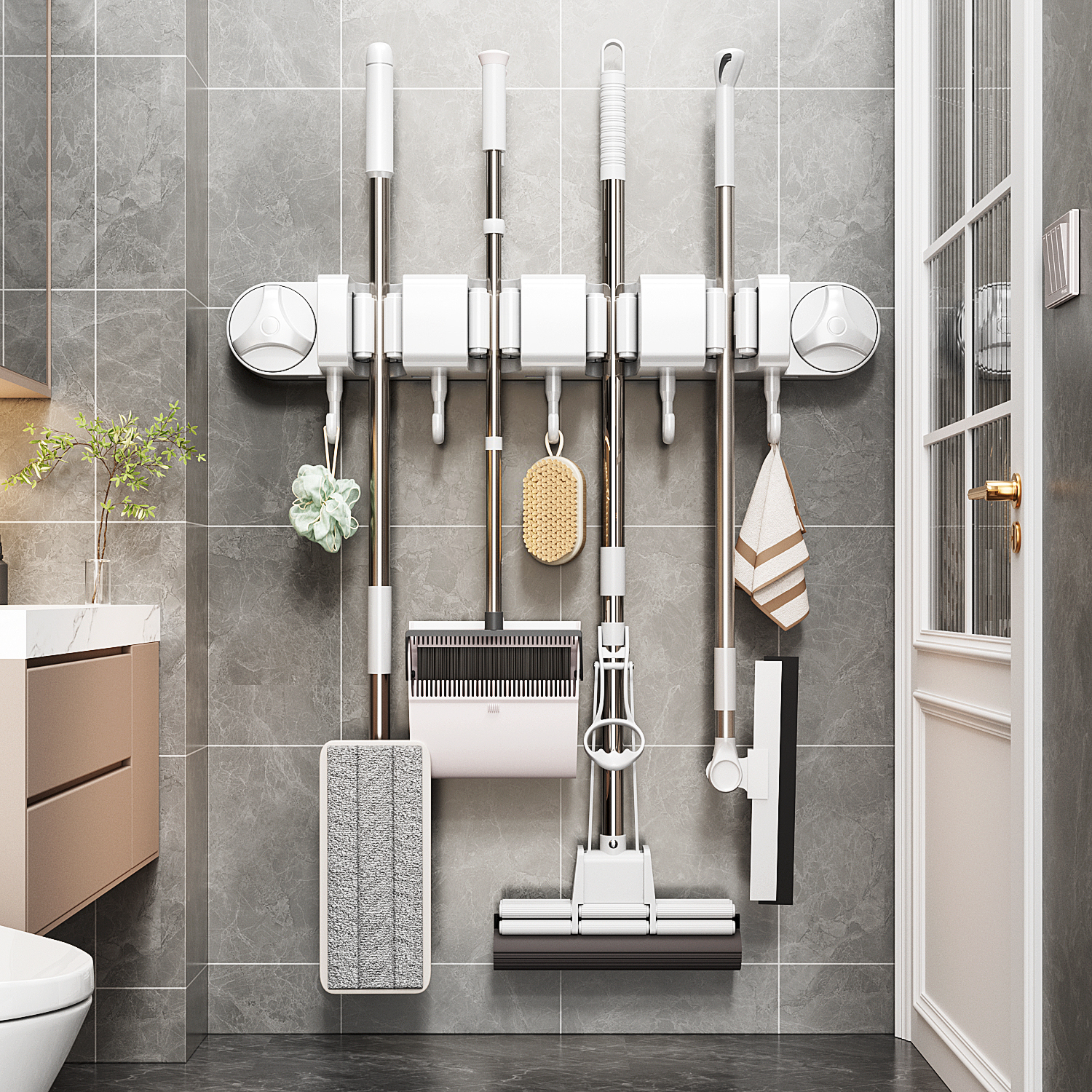 日本吸盘拖把壁挂夹卫生间