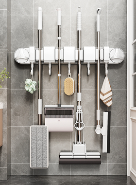 日本吸盘拖把壁挂夹卫生间置物架洗手间厕所浴室免打孔收纳架神器