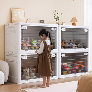 日本玩具收纳箱高颜值客厅大容量超大家用折叠带轮储物柜收纳神器