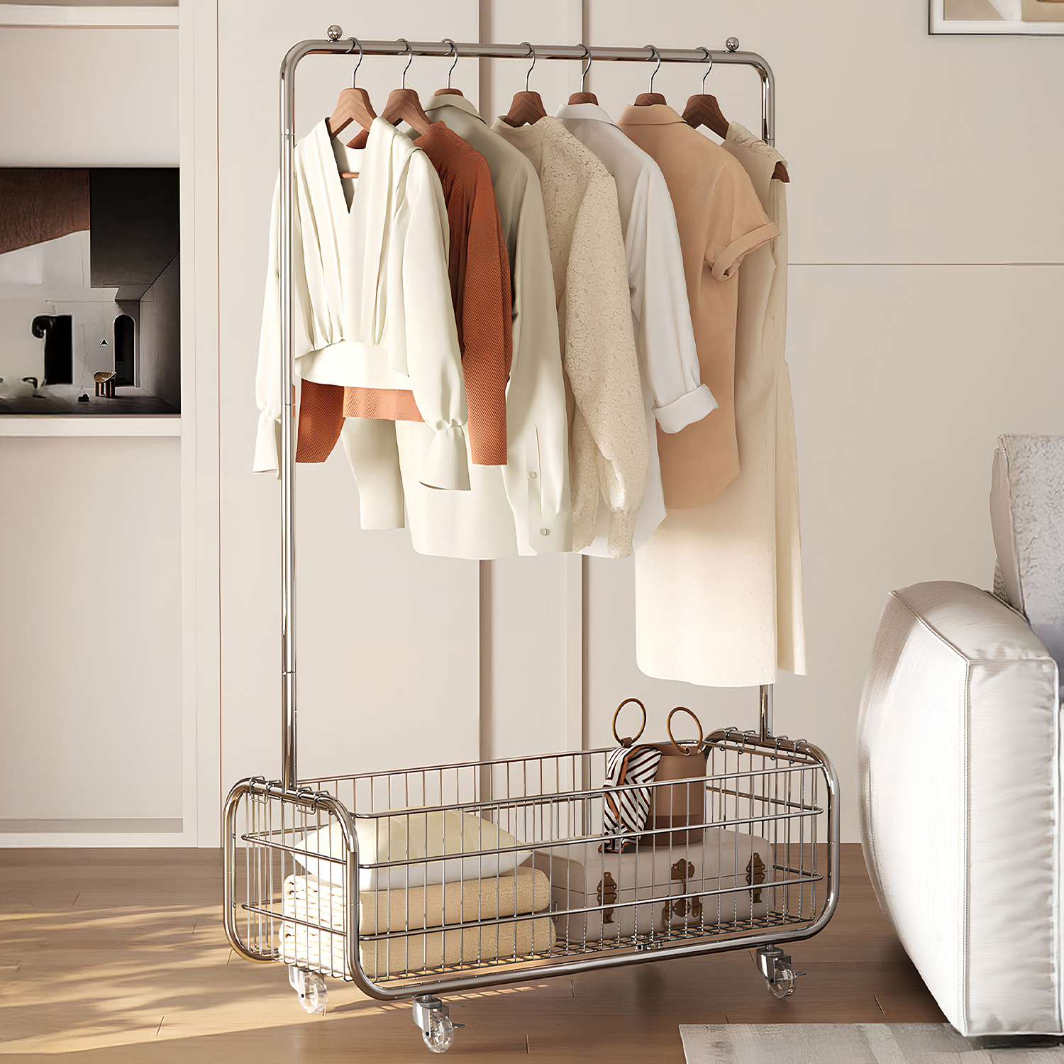 日本卧室の落地挂衣架