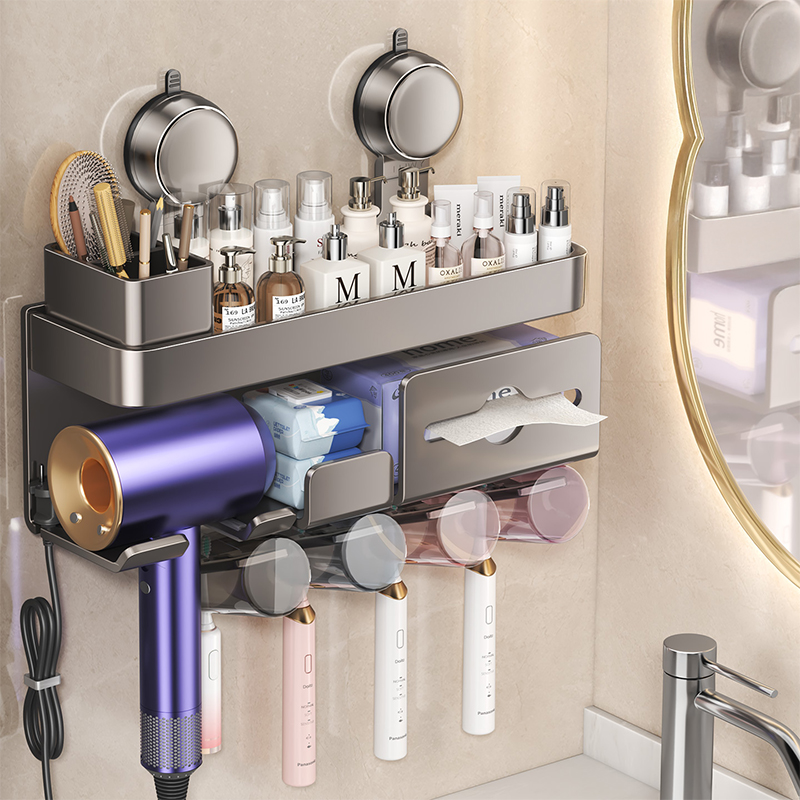 日本吸盘吹风机置物架壁挂多功能