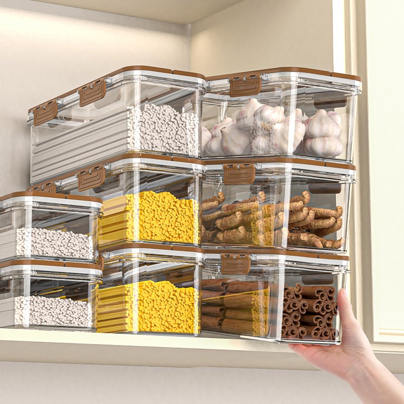 日本面条收纳盒食品级手提保鲜盒密封挂面收纳桶冰箱整理盒储存筒