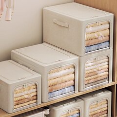 日本长方形收纳箱家用棉麻衣服收纳整理盒衣物裤子筐衣柜分层神器