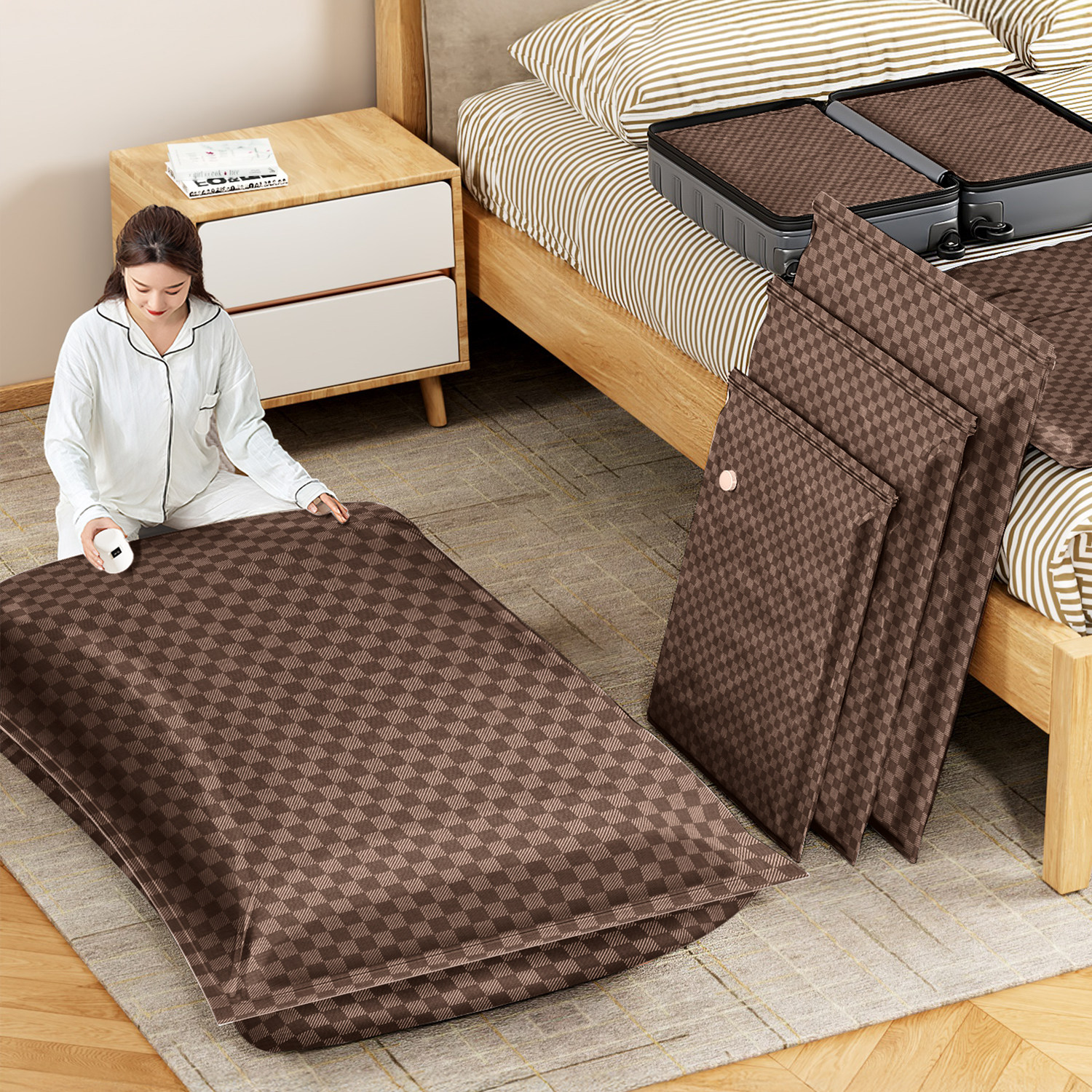 日本真空压缩袋收纳袋被子专用电动泵加厚加大抽气衣服真空袋家用