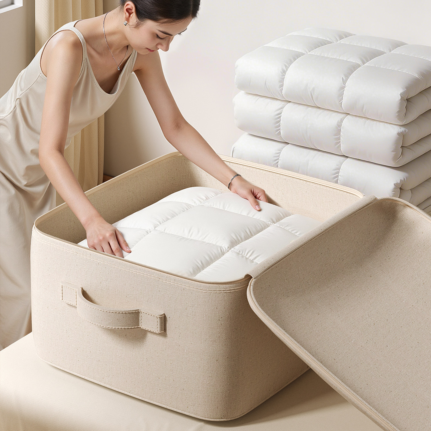 日本被子收纳袋羽绒服压缩专用收纳袋大容量棉衣服整理搬家布袋子