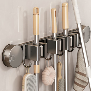 日本吸盘拖把壁挂夹卫生间墙上收纳神器钩浴室置物架拖把架免打孔
