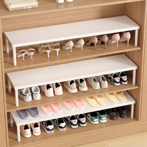 日本鞋柜分层隔板鞋子收纳省空间神器柜子分层架衣柜内伸缩置物架