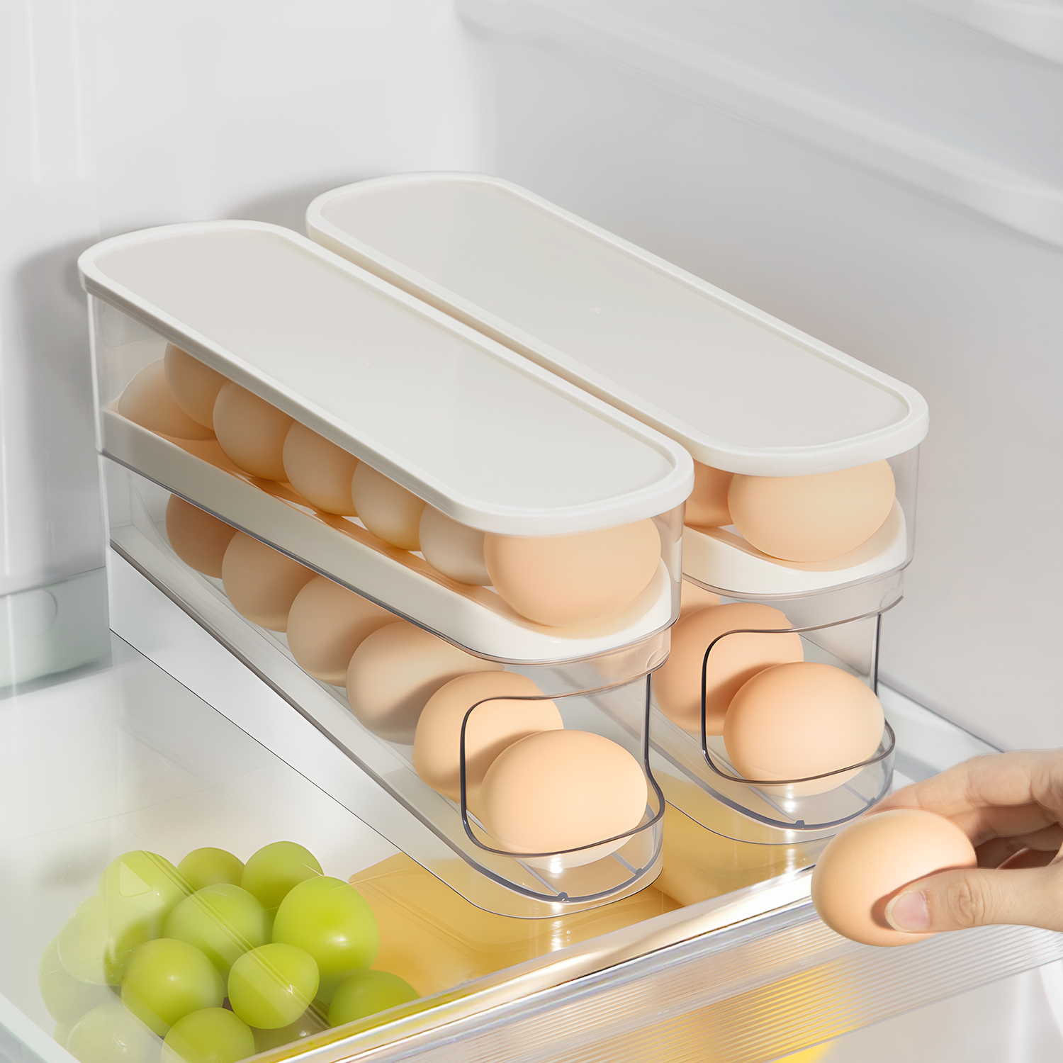 日本滚动鸡蛋收纳盒冰箱用食品级