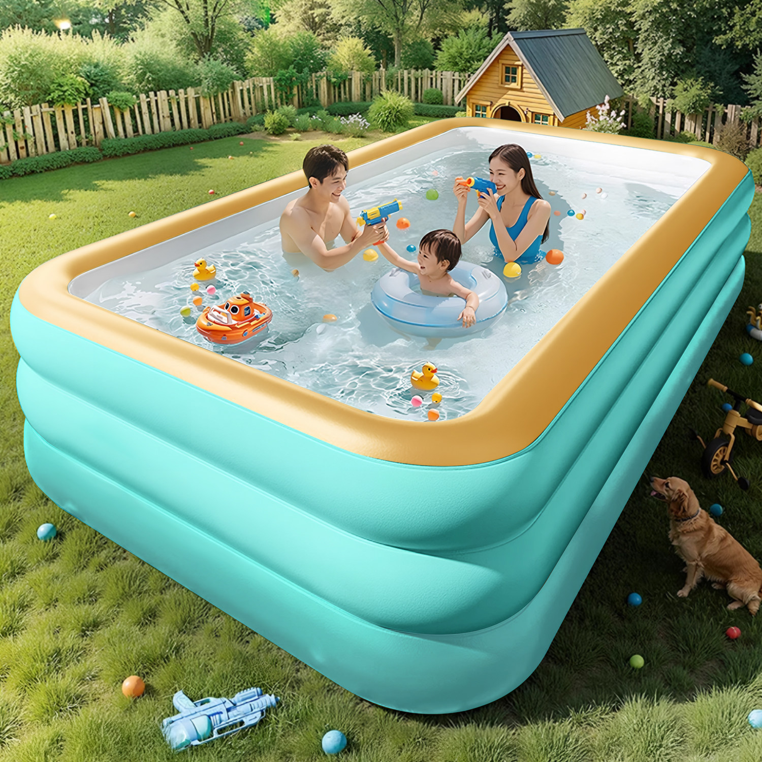 日本充气游泳池儿童家用水池大型成人户外家庭院子宝宝婴儿戏水池
