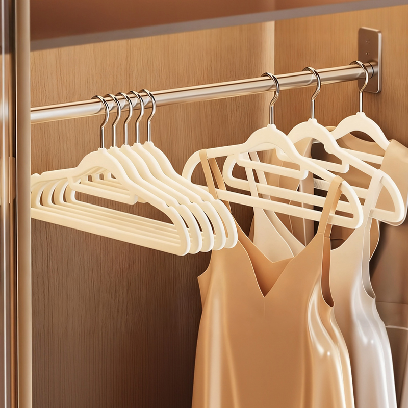 日本植绒衣架无痕防滑家用整理师专用防肩角晾挂衣服收纳加粗撑子