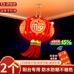 灯笼新款2026大红灯笼阳台户外大门口一对马新年春节花太阳能装饰