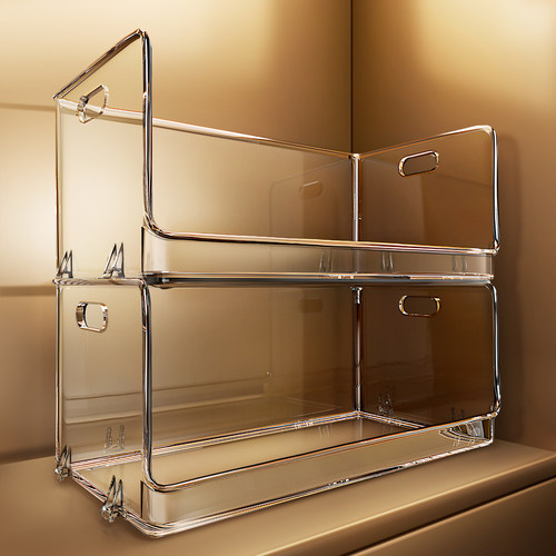 日本透明收纳盒斜口压克力长方形盒桌面杂物零食化妆品香水收纳筐