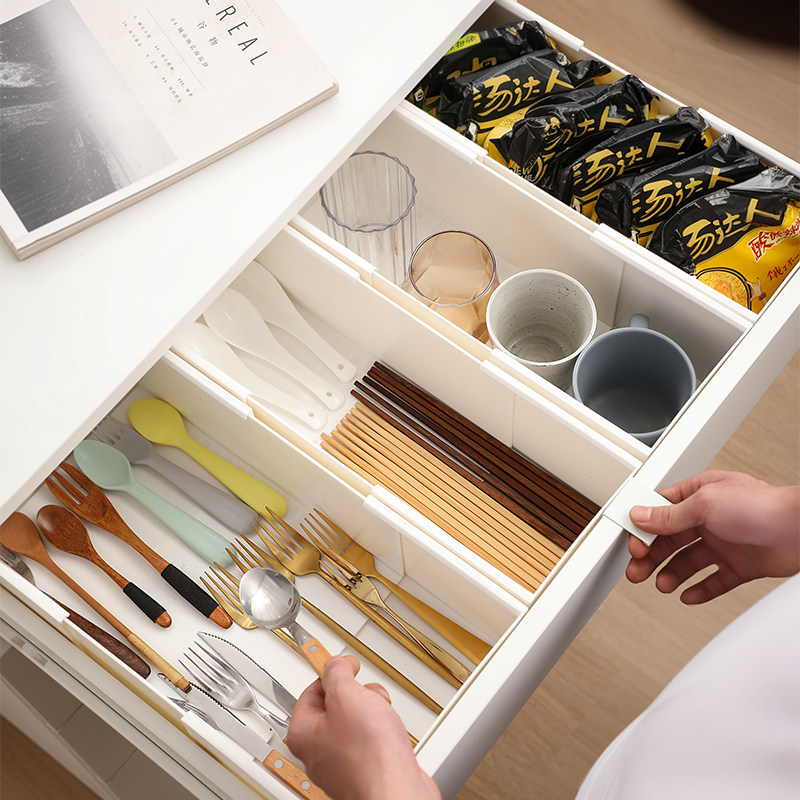 日本可伸缩抽屉收纳盒家用厨房餐具筷子分隔盒多功能分格整理盒子,收纳整理,桌面收纳盒,淘宝优惠券,粉丝福利购,淘宝优惠卷