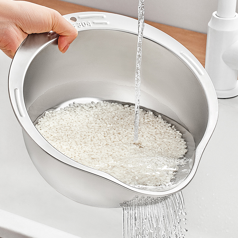 日本304不锈钢盆沥水篮淘米筛