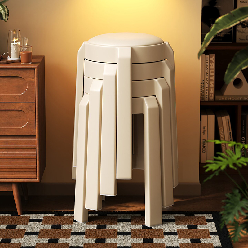 日本可叠放软包凳子塑料加厚耐用