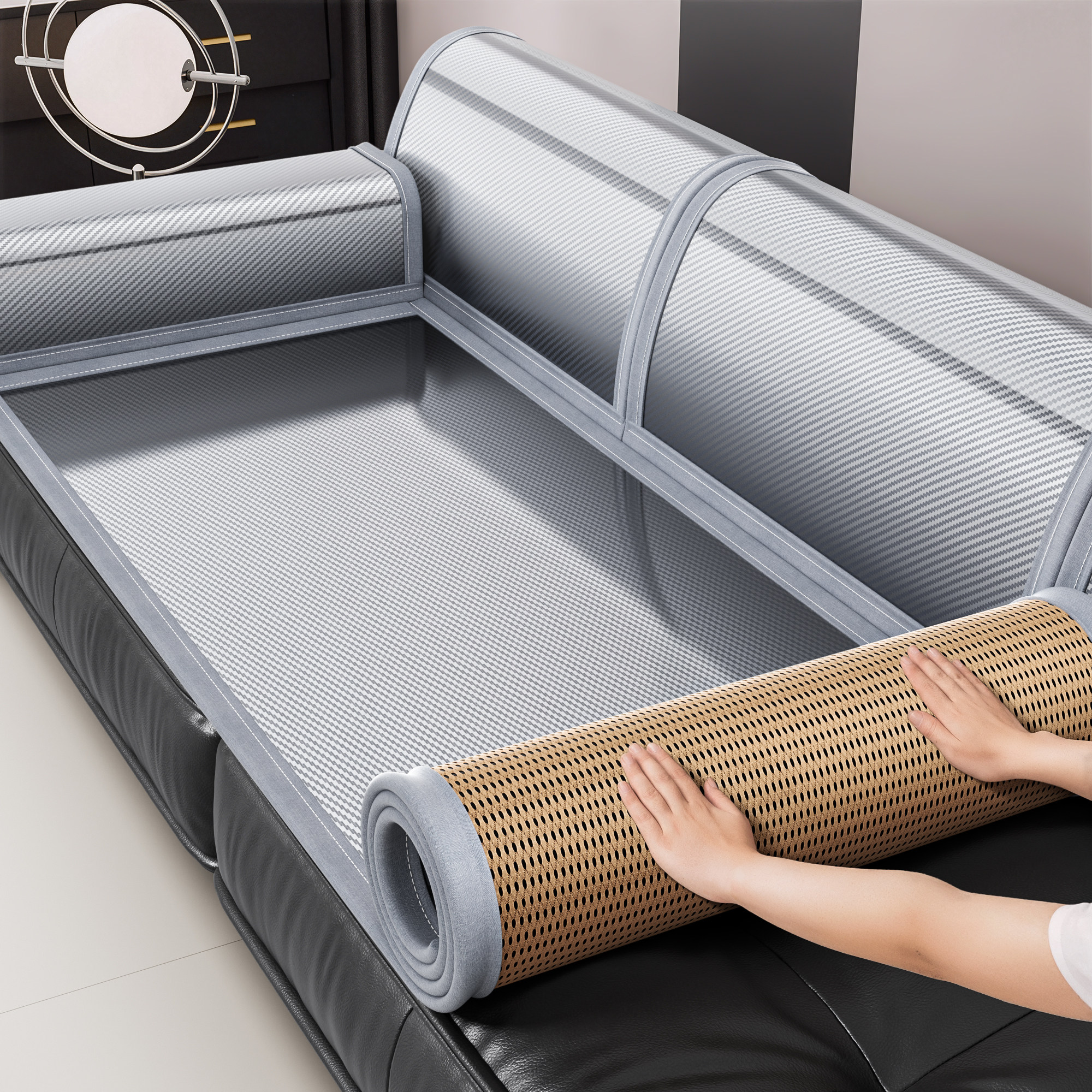 日本冰丝沙发垫皮轻奢夏季夏天款凉席坐垫简约现代防滑皮沙发套罩