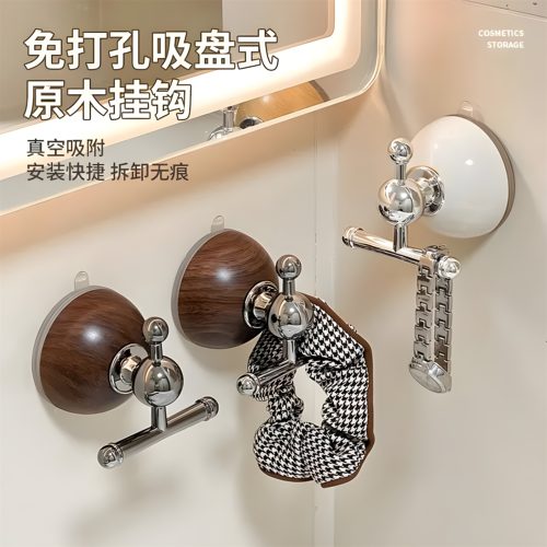 5kg承重的胡桃木门后卫生间挂钩