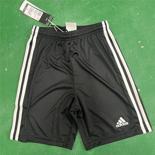 adidas童装中大童休闲足球运动训练速干透气三条纹五分短裤GN5767