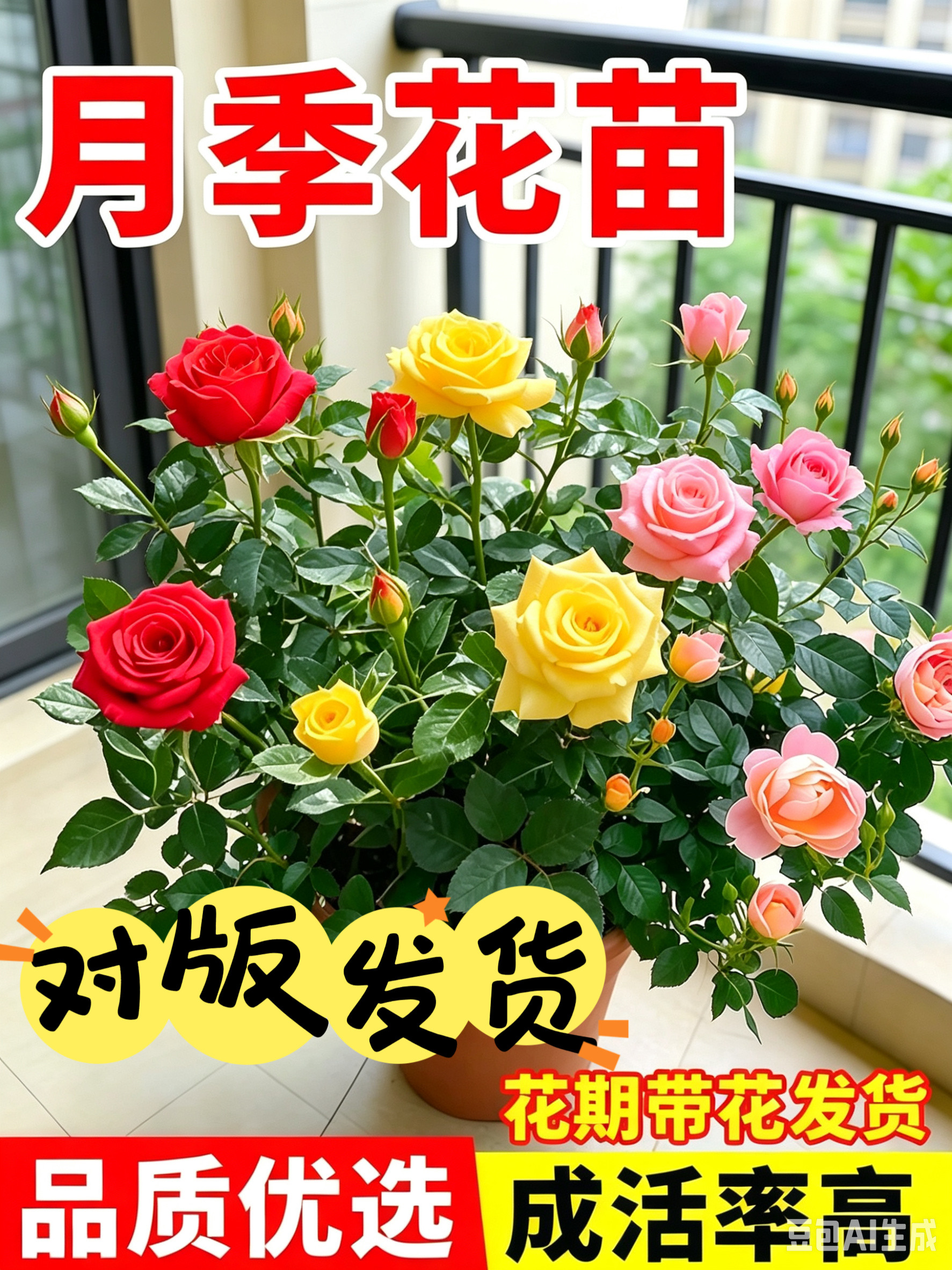玫瑰花苗月季花盆栽带花苞阳台绿植花卉室内室外盆栽蔷薇四季开花