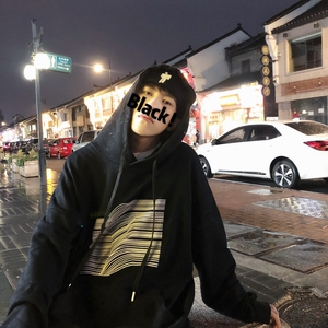 814-1-WY007-P68 港风设计感秋装新款复古印花连帽卫衣男女潮卫衣图片