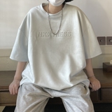 原创潮麂皮绒短袖立体压印字母T恤男女814-1-T416-P48，男装T恤，星座814-1