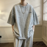立体浮雕字母设计感短袖T恤男女潮814-1-T401-P38控48，男装T恤，星座814-1