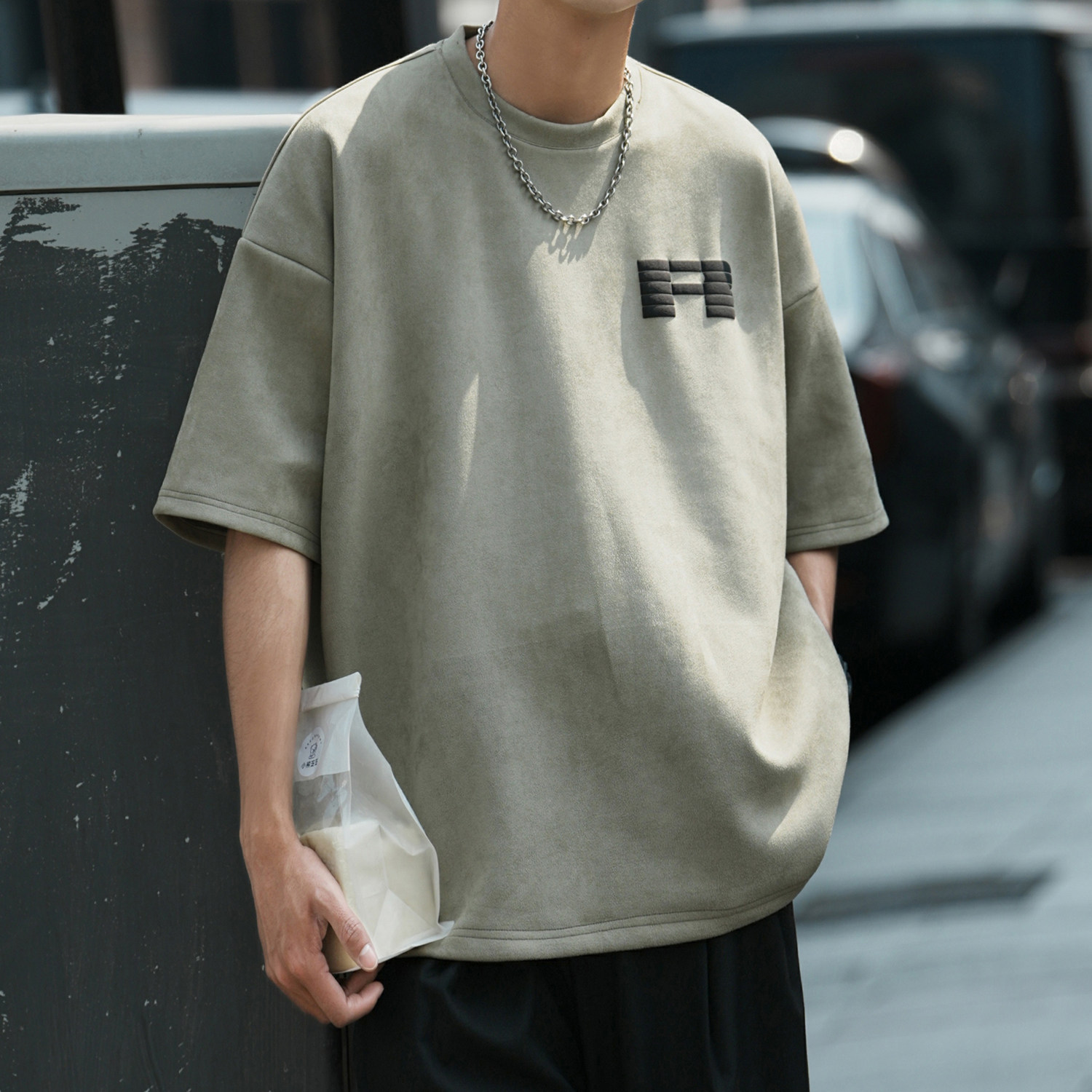 280克麂皮绒擦绒发泡短袖814-1-T2311-P45控59（100聚酯纤维,男装T恤,星座814-1