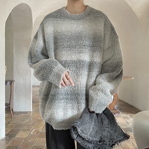 814-1-M388-P7898圈圈纱条纹毛衣（聚酯纤维）,羽绒服怎么搭配纱裙图片