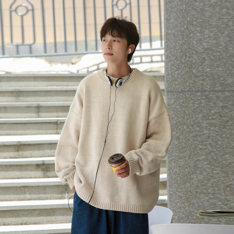雪尼尔毛衣圆领针织衫814-1-M6688-P6889（聚酯纤维）,男装针织衫/毛衣,星座814-1