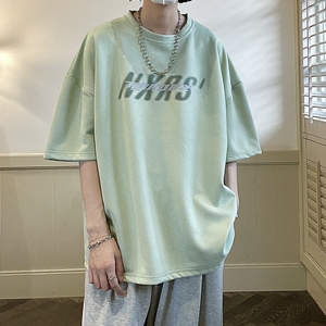 260克麂皮绒幻影字母短袖T恤814-1-T97-P45 控59（聚酯纤维）图片