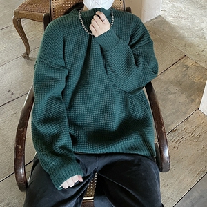 华夫格毛衣圆领针织衫男女 814-1-M408-P68 (聚酯纤维)图片