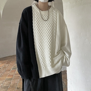 撞色麻花针织衫拼色毛衣男女 814-1-M522-P70 （聚酯纤维）图片